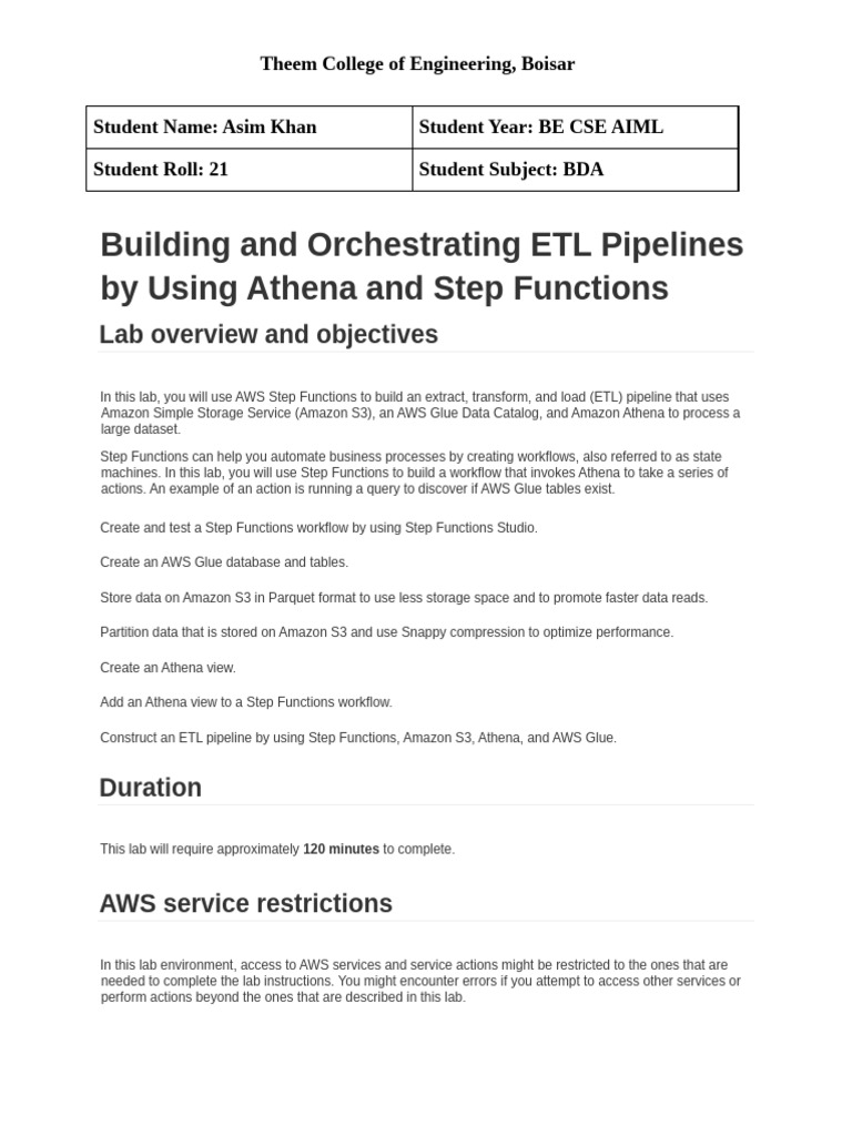 Build ETL Pipelines with AWS Step Functions | PDF | Databases | Amazon ...