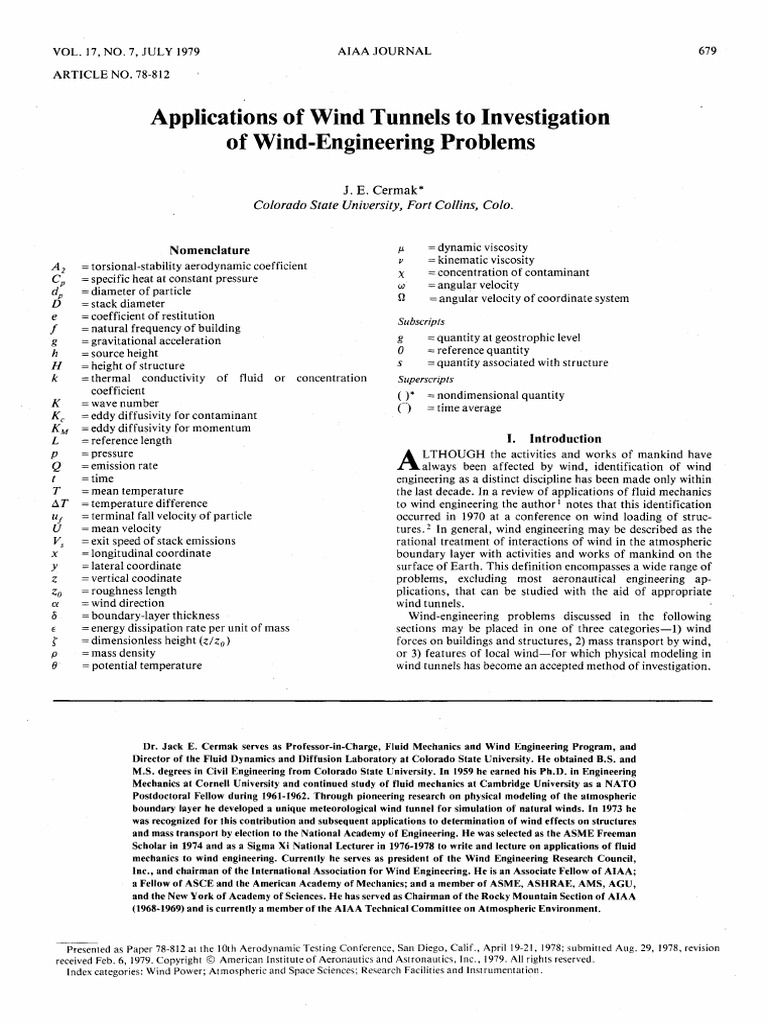 Applications of Wind Tunnels To Investigation of Wind-Engineering ...