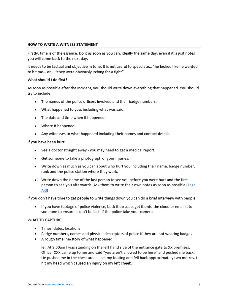 Writing Effective Witness Statements | PDF
