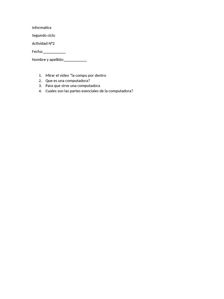 La Computadora Actividad 2 | PDF