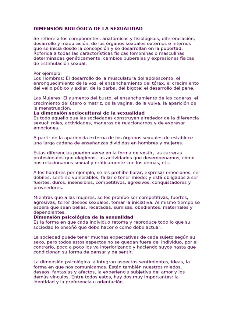 Dimensiones de la Sexualidad Humana | PDF | La sexualidad humana ...