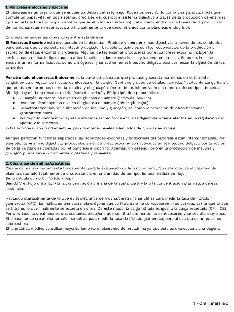 Fisio Final Preguntas Con Rtas Oral | PDF | Escuchando | Páncreas