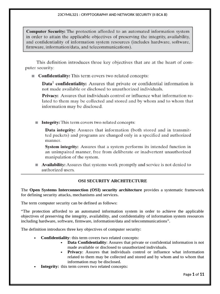 Unit I | PDF | Security | Computer Security