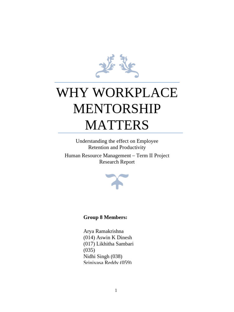 Group 8 - Workplace Mentorship | PDF | Mentorship | Employee Retention