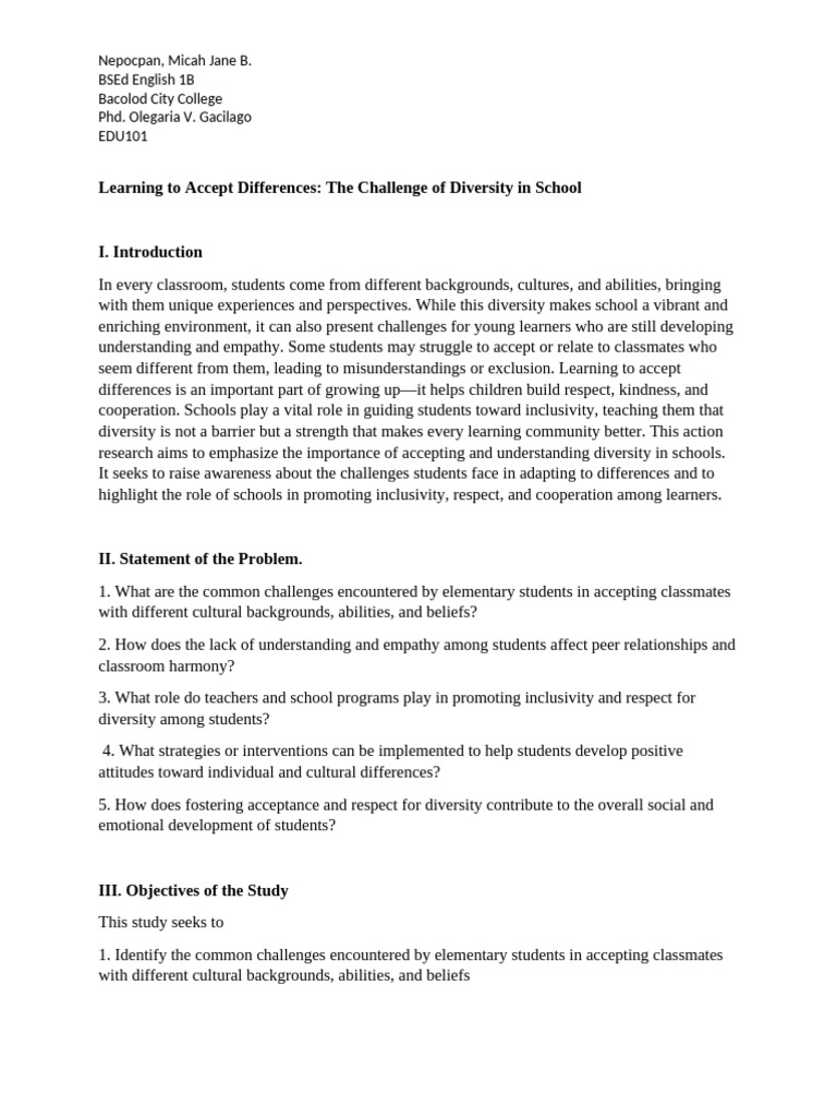 Embracing Diversity in Elementary Schools | PDF | Empathy | Teachers