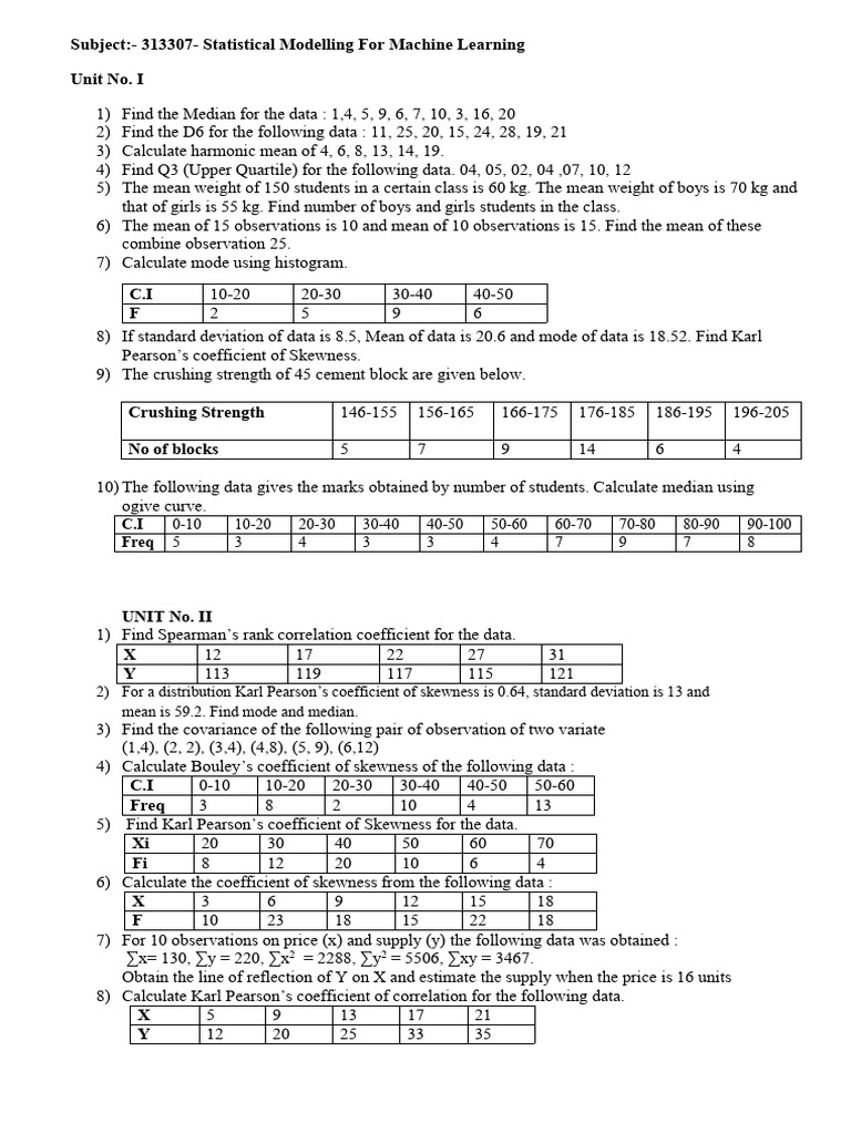 Statistical Modelling for Machine Learning Tasks | PDF | Skewness ...