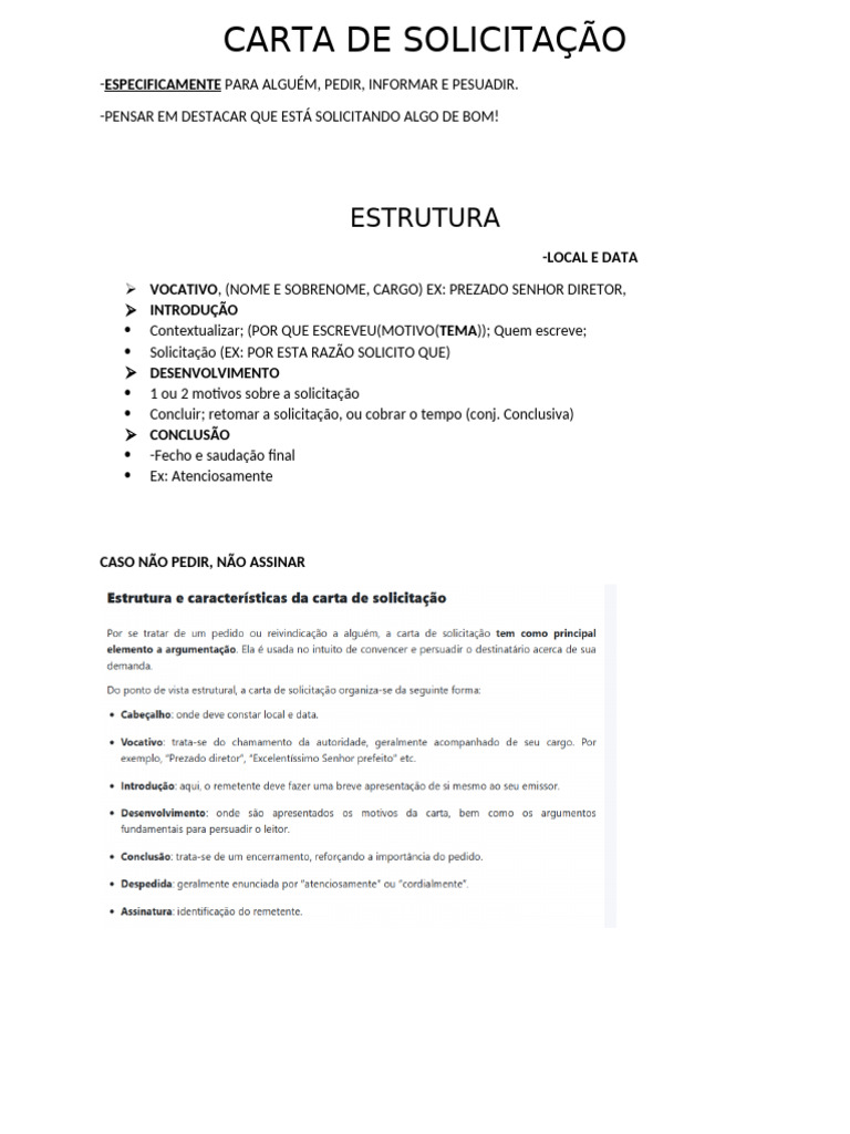 Modelo de Carta de Solicitação Profissional | PDF