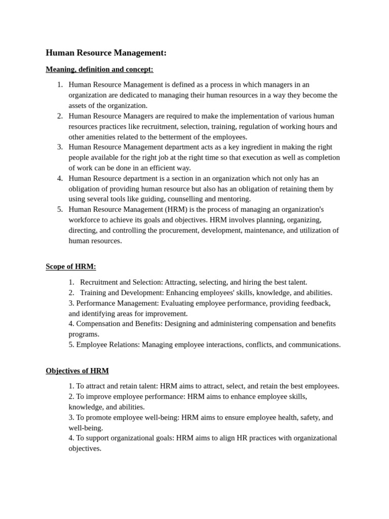Unit 1 HRM | PDF | Human Resource Management | Human Resources