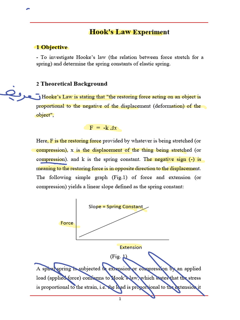 Hooke's Law Experiment: Spring Constant Analysis | PDF | Deformation ...