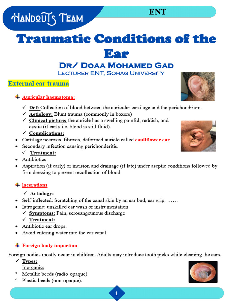 Traumatic Condition of The Ear | PDF | Hearing Loss | Ear