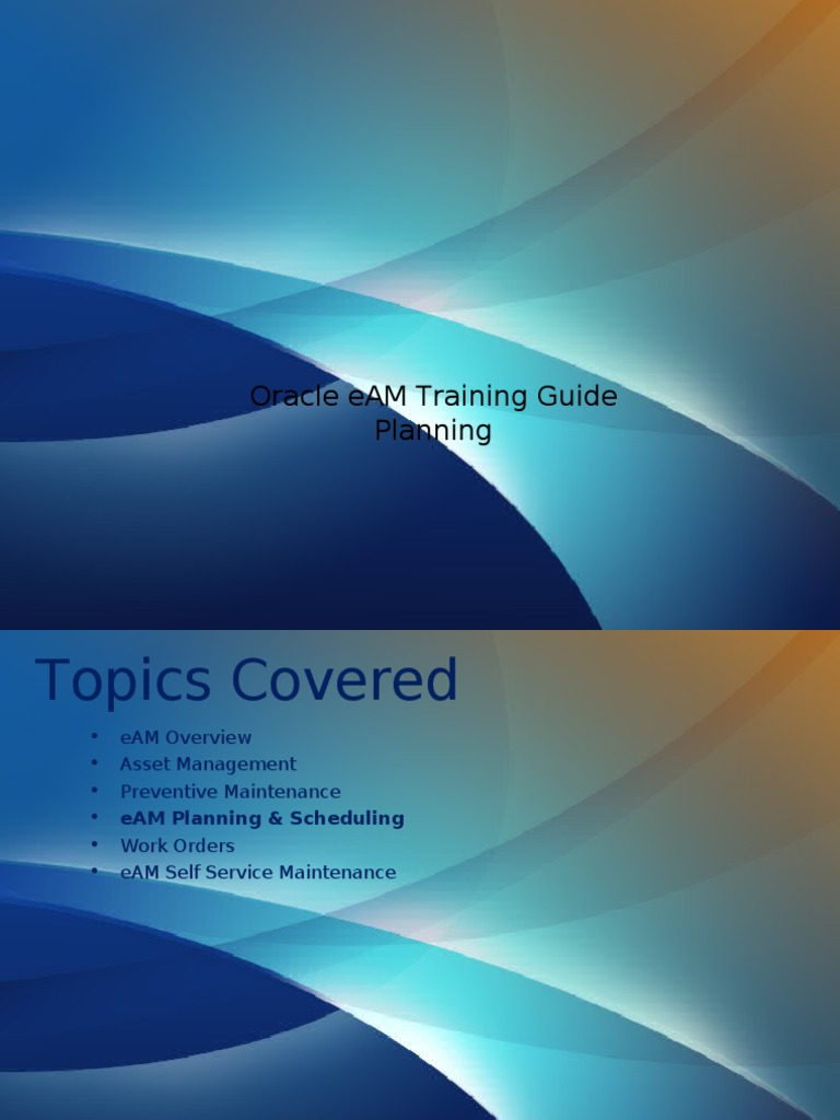 eAM Training Guide - Planning | PDF | Accountability | Industries