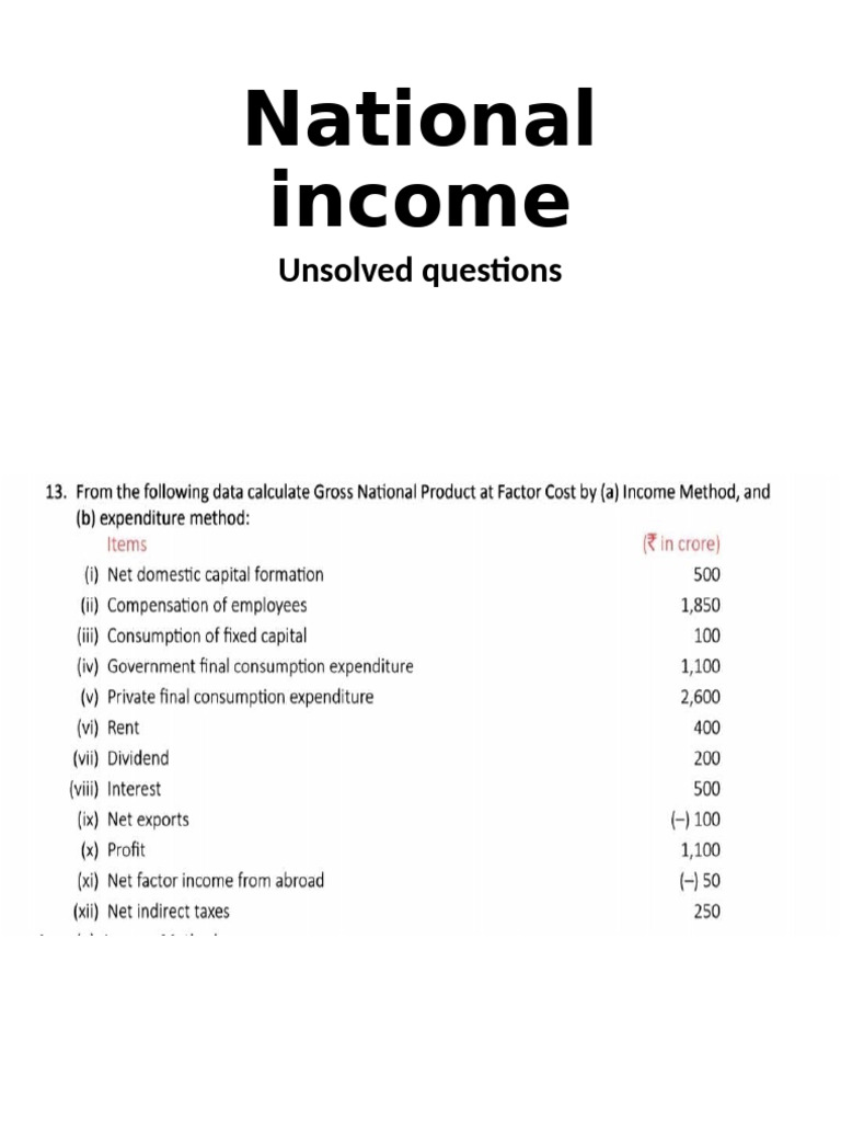 Chapter 4 National Income Practice Questions. | PDF