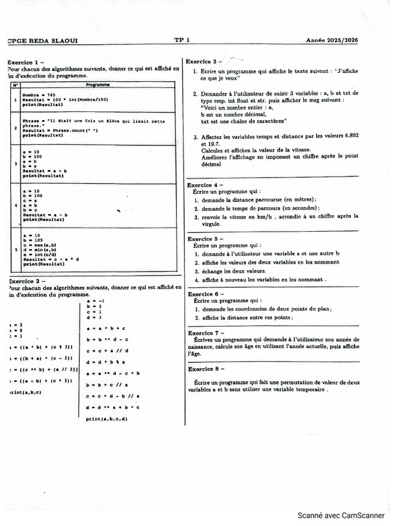 TP 01 Bases de Python | PDF