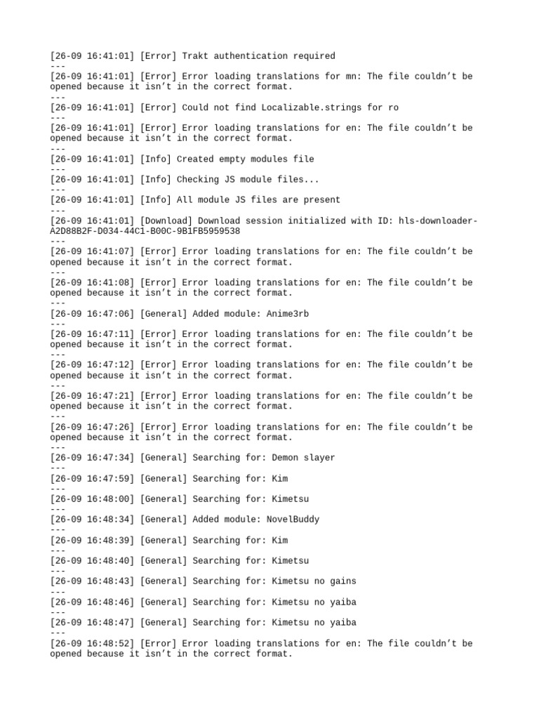 Trakt Authentication and Translation Errors | PDF | Json | Parsing
