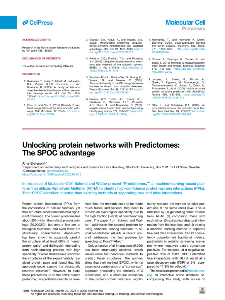 Unlocking Protein Networks With Predictomes: The SPOC Advantage | PDF ...