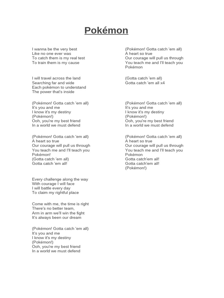 Canción Pokemon | PDF
