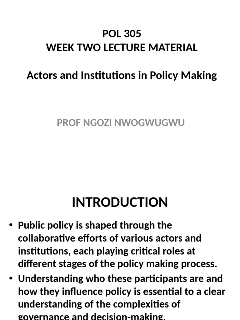 Actors and Institutions in Policy Making | PDF | Policy | Public Opinion
