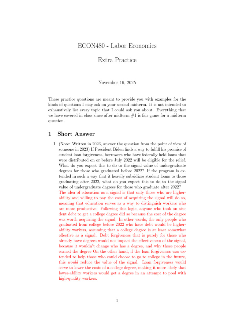 Extra Practice Key | PDF | Student Loans In The United States | Labour ...