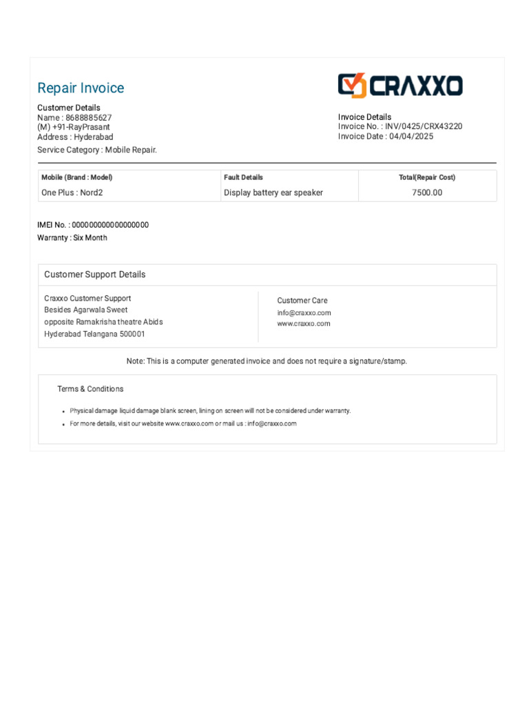 Invoice - Craxxo | PDF