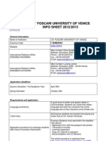 Ca' Foscari University of Venice INFO SHEET 2012/2013: General Information