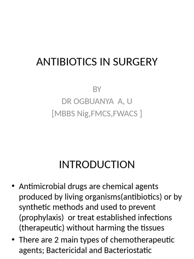 Antibiotics in Surgery-2 | PDF | Human Diseases And Disorders | Medicine