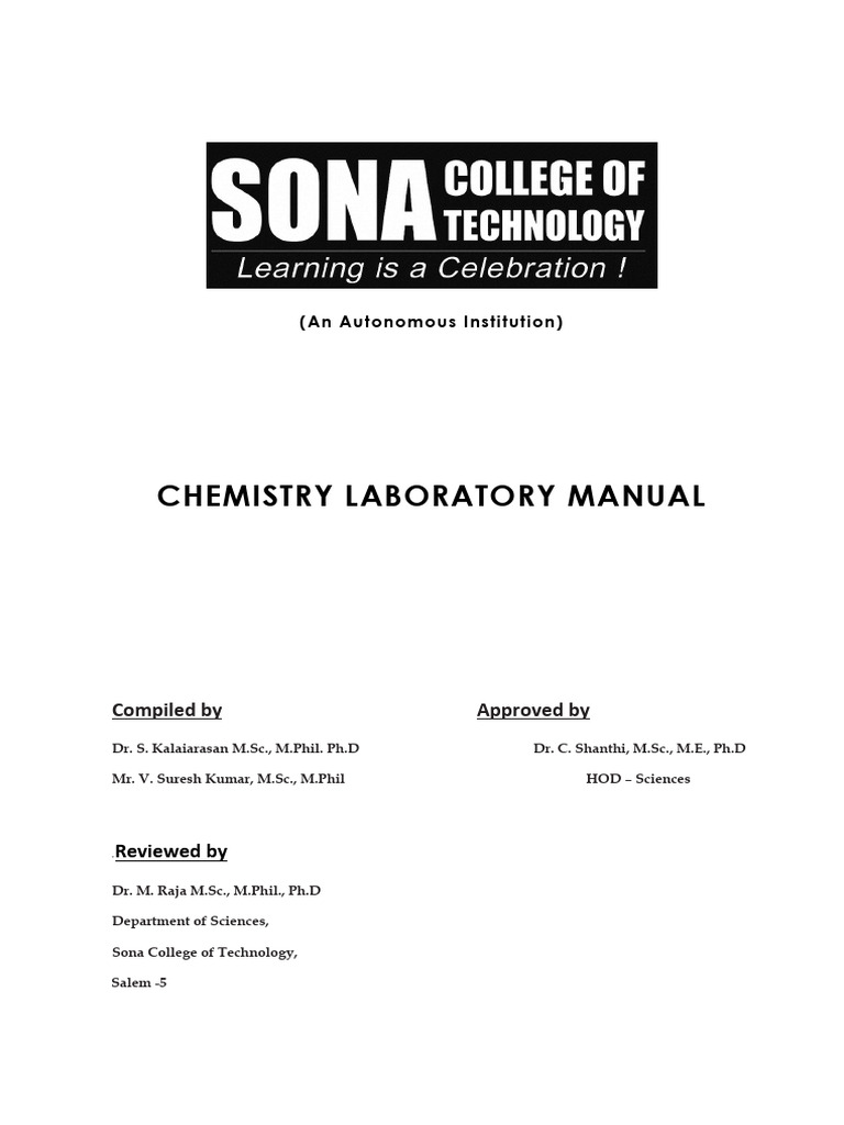 Chemistry Laboratory Manual 2023 | PDF | Titration | Chemistry