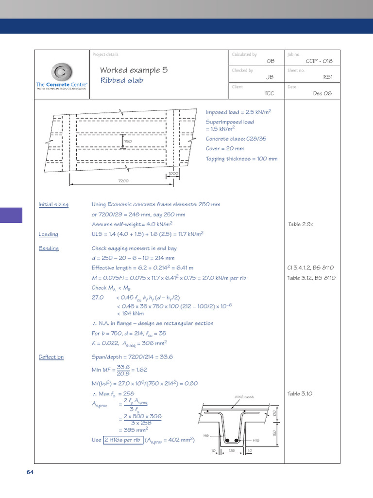 Ribbed Slab Design Example and Solution | PDF | Structural Engineering ...