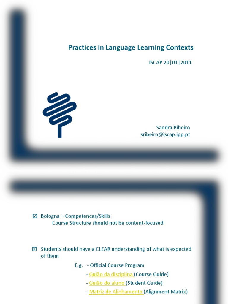 Practices in Language Learning Contexts: ISCAP 20 - 01 - 2011 | PDF