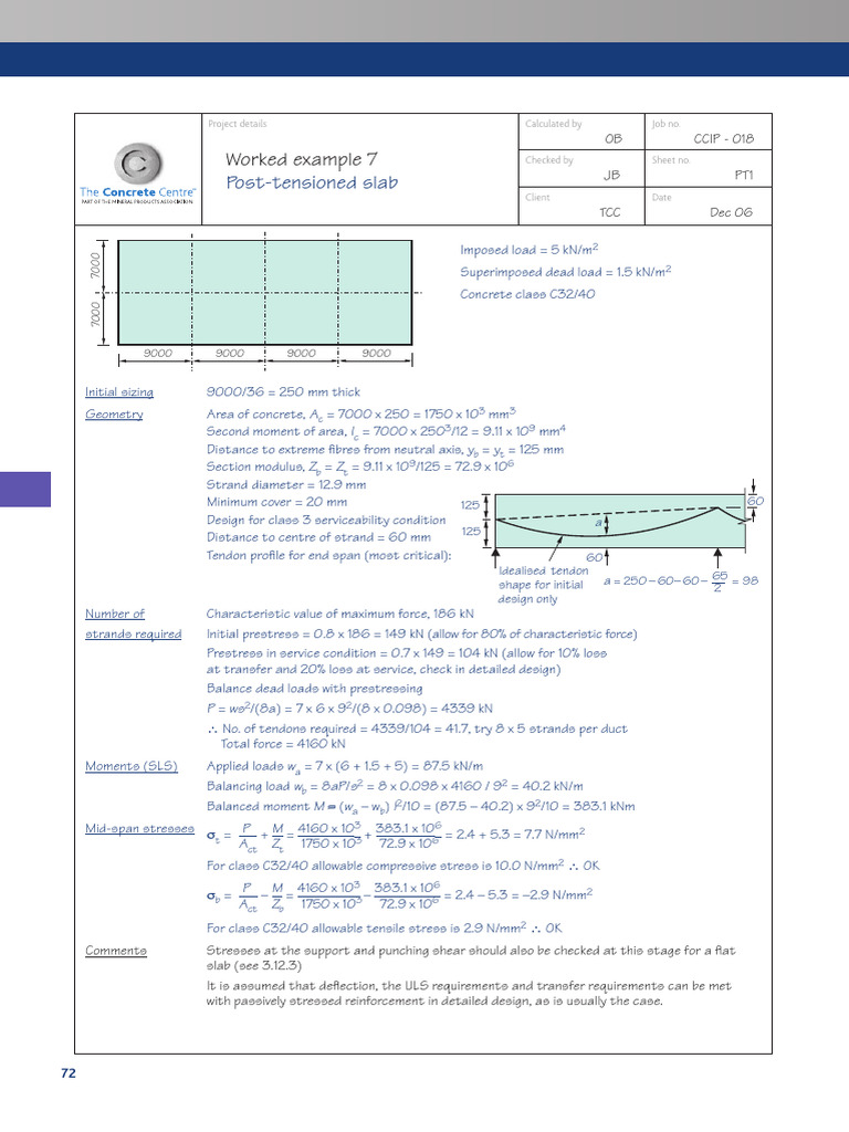 Post-Tensioned Slab Design Example | PDF | Prestressed Concrete ...
