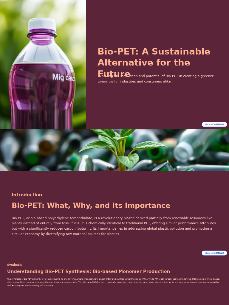 Bio-PET: Sustainable Plastic Innovation | PDF | Recycling | Plastic