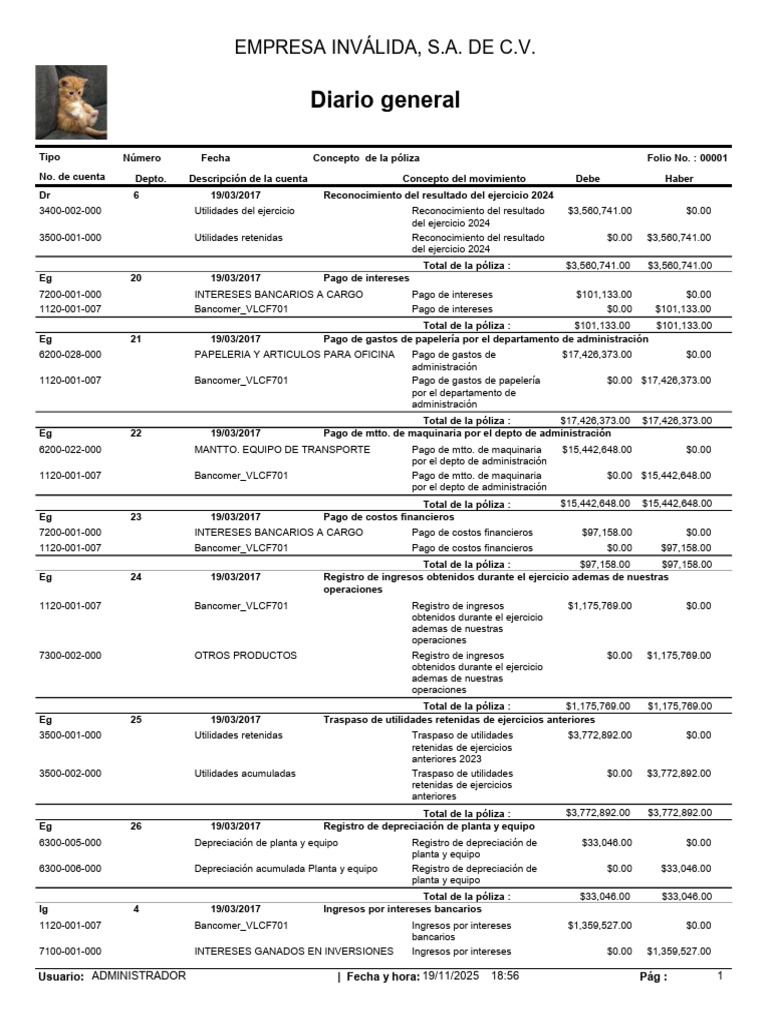 Diario General de Empresa Inválida S.A. | PDF | Economias