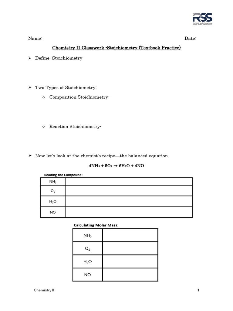 Stoichiometry Practice Problems Guide | PDF | Stoichiometry | Chlorine