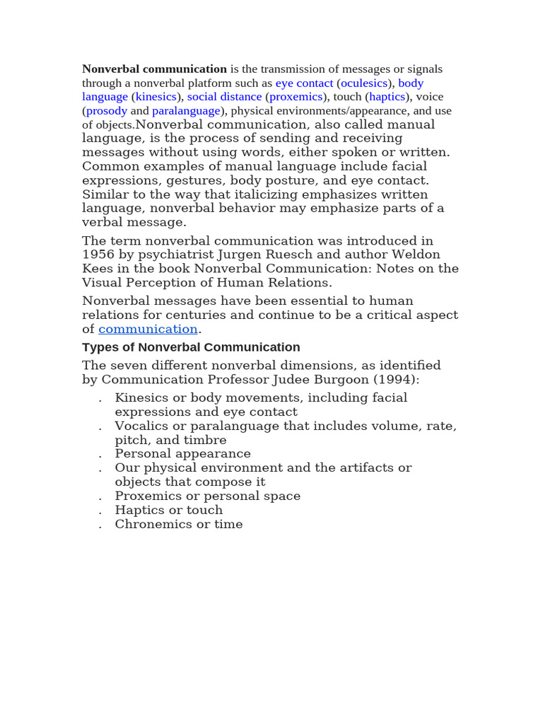 Understanding Nonverbal Communication | PDF | Nonverbal Communication ...