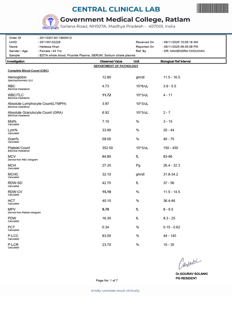 251102013011893M12 Hafeeza Khan 2 11 8 2025 1 24 03 PM | PDF | Blood ...