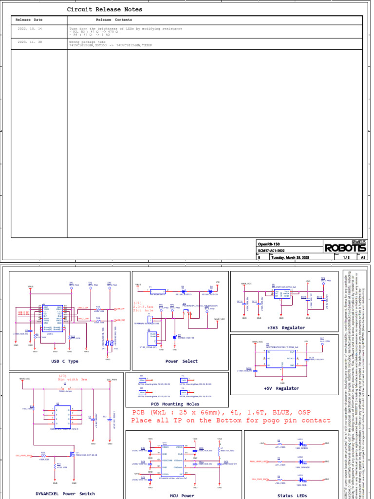 2023 Release Notes for OpenRB-150 PCB | PDF
