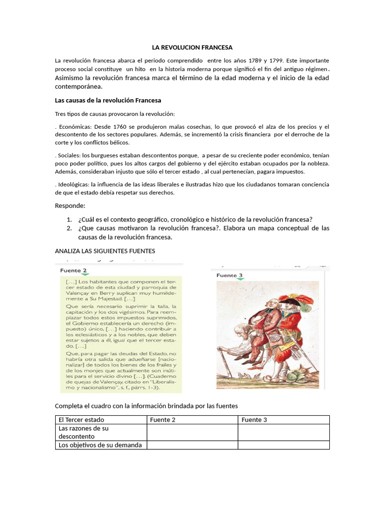 Causas y Consecuencias de la Revolución Francesa | PDF | revolución ...