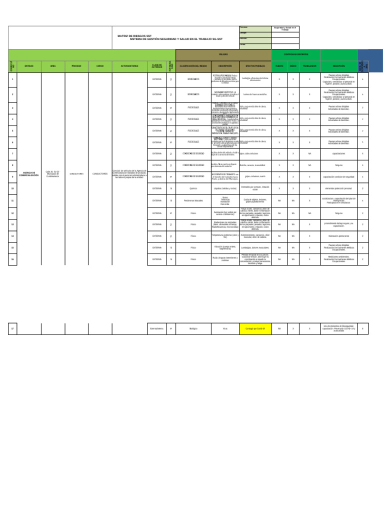 Matriz de Riesgos en Seguridad Laboral | PDF | Radiación | Estrés ...
