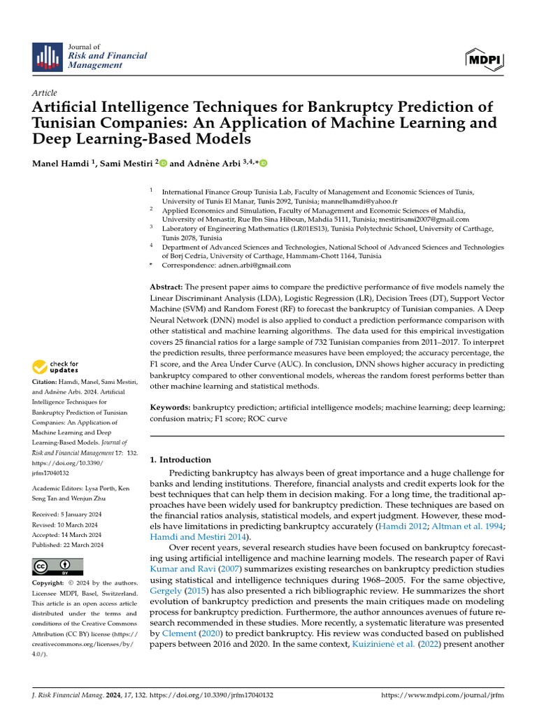 Artificial Intelligence Techniques For Bankruptcy | PDF | Support ...