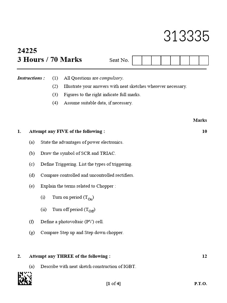 Power Electronics Exam Questions Guide | PDF | Power Inverter | Power ...