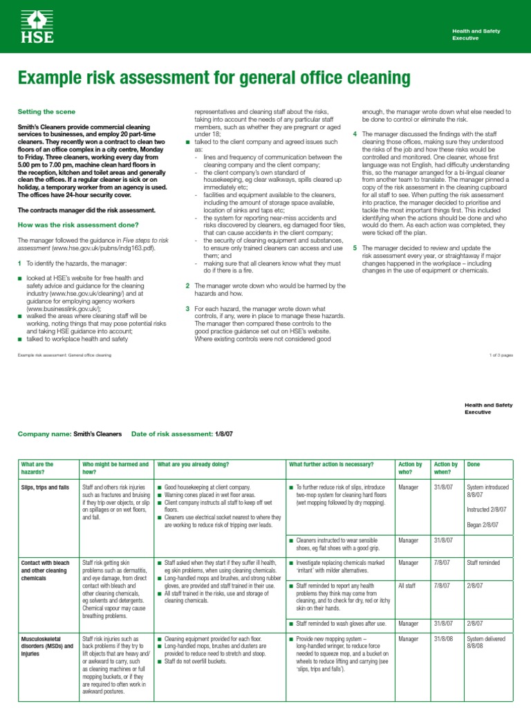 Office Cleaning Risk PDF Housekeeping Occupational Safety And Health