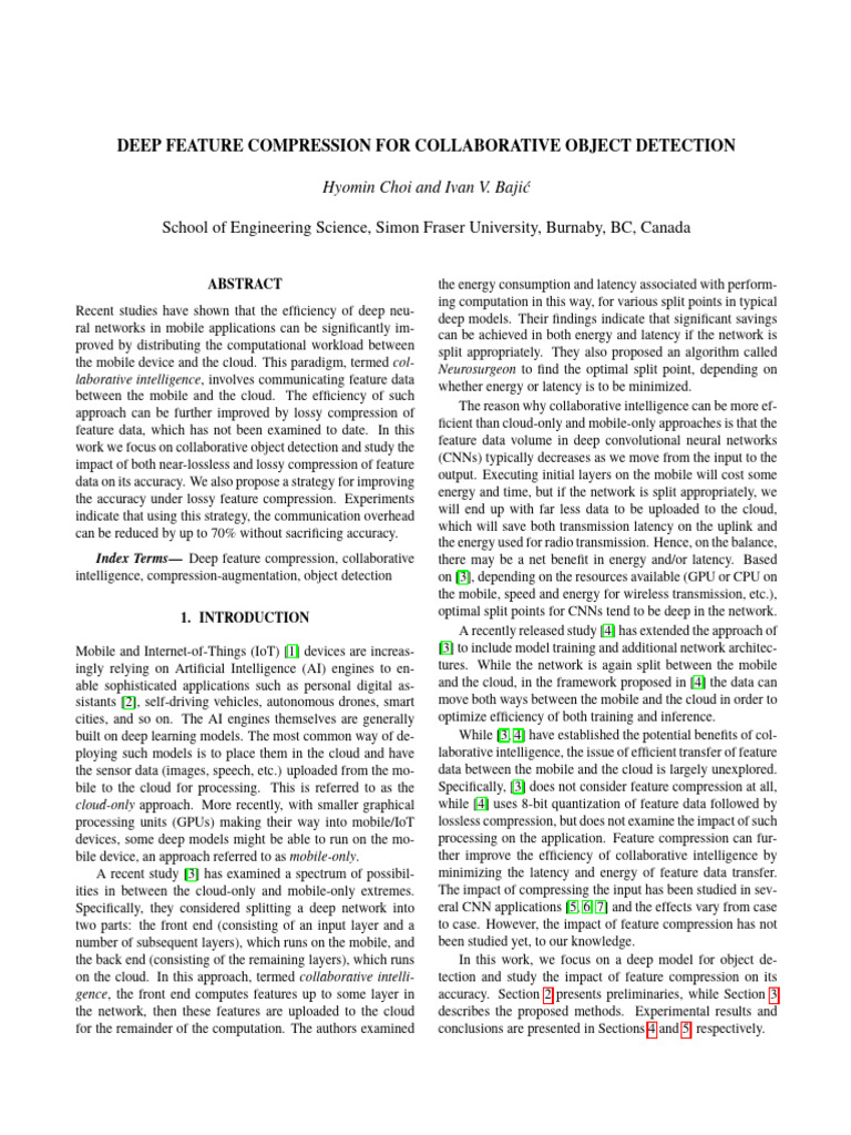 Deep Feature Compression in Object Detection | PDF | Data Compression ...