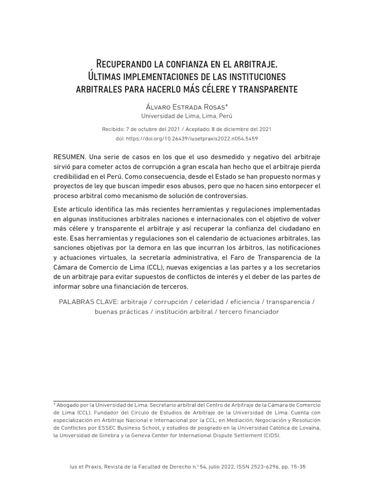 Recuperando La Confianza en El Arbitraje | PDF | Arbitraje | Árbitro