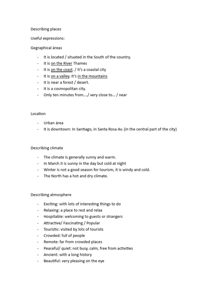 Essential Expressions for Describing Places | PDF