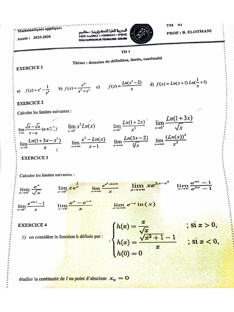 TD Math DF Limite Contnuite | PDF