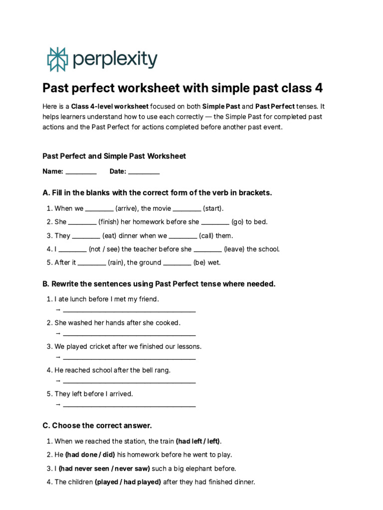 Class 4 Past Tense Worksheet | PDF | Chess Openings | Chess