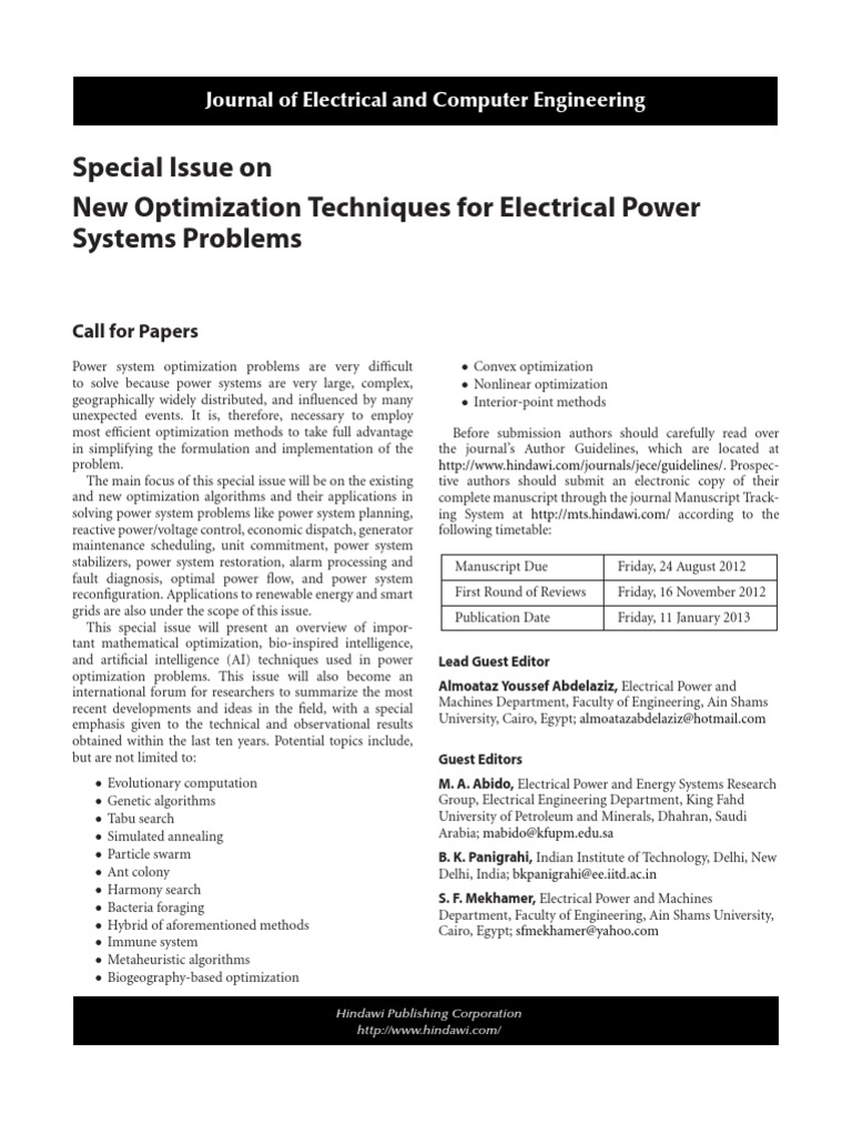 Power Systems Optimization Techniques | PDF | Mathematical Optimization ...