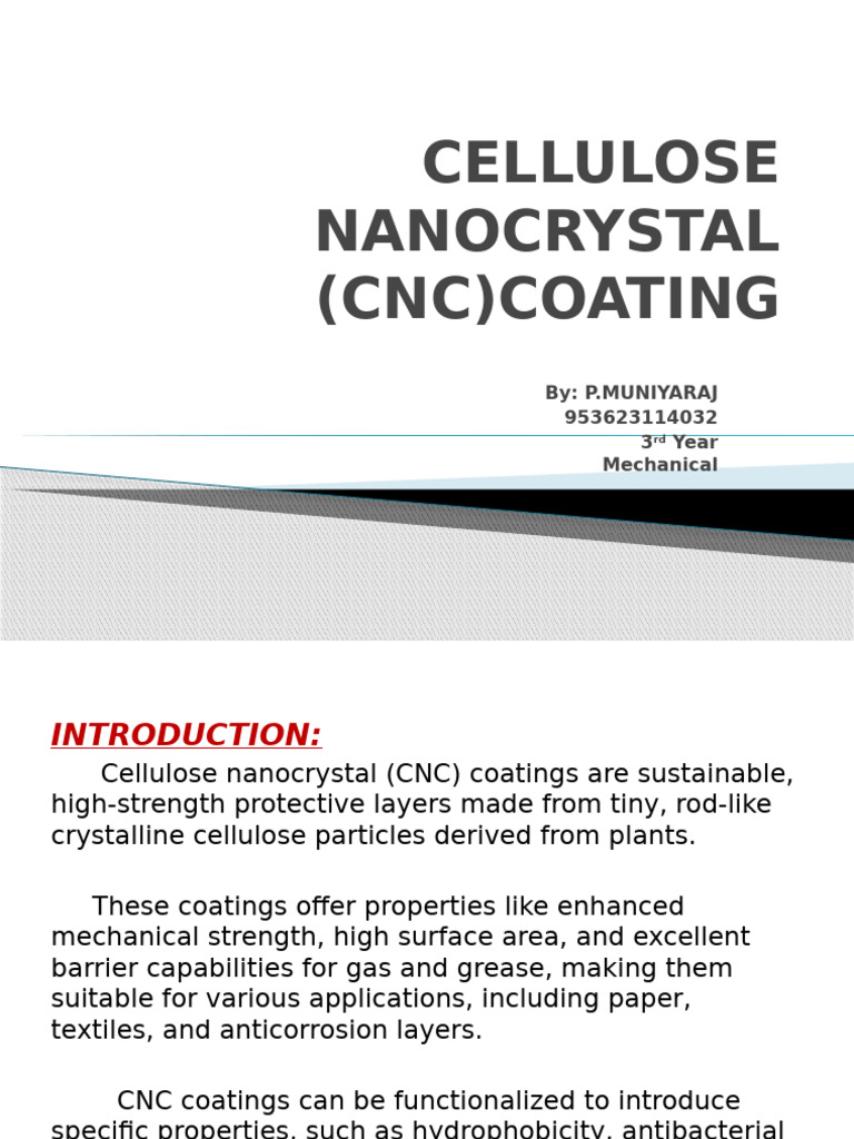 Cellulose Nanocrystal Coatings Overview | PDF | Coating | Chemical ...