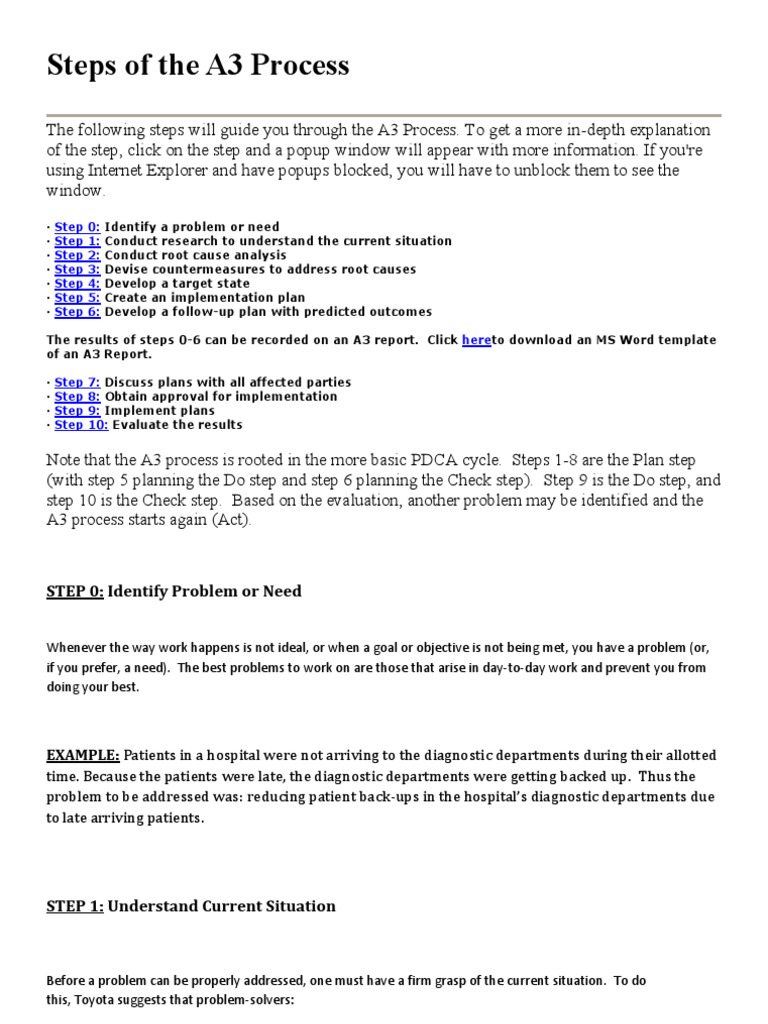 Steps of The A3 Process | PDF | Patient | Nursing