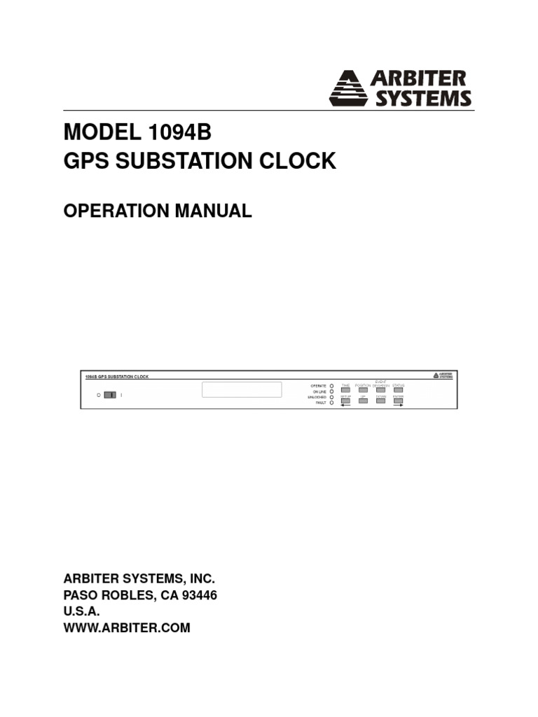 Model 1094B GPS Clock Manual | PDF | Electricity | Computer Engineering