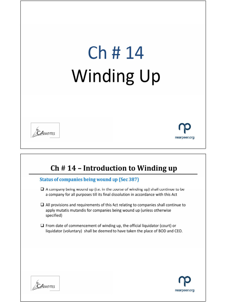 CH # 14 Winding Up | PDF